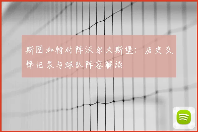 斯图加特对阵沃尔夫斯堡：历史交锋记录与球队阵容解读